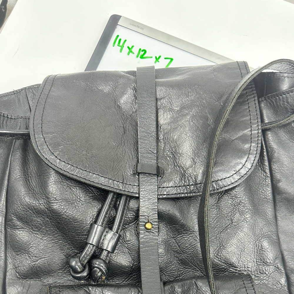 Madewell Black Leather Backpack Transport Rucksack Drawstring - Picture 7 of 7